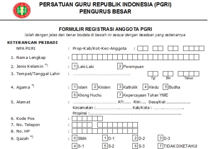 Pendaftaran PGRI Sungai Penuh - Persatuan Guru Republik Indonesia Cabang Sungai Penuh